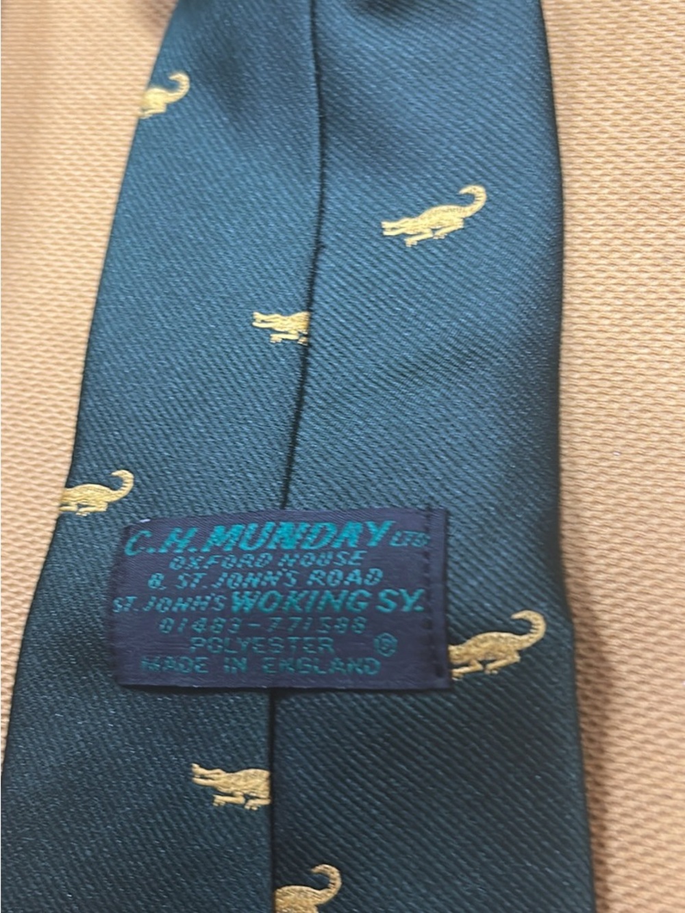 Green Silk Crocodile-Embroidered Men's Tie